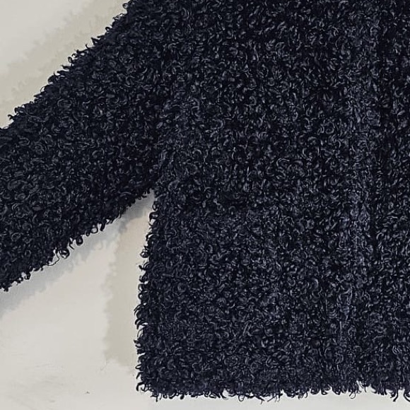 Zara Navy Blue Faux Shearling Teddy Coat Sz. Large *RARE/BLOGGER FAVE* - Picture 4 of 10